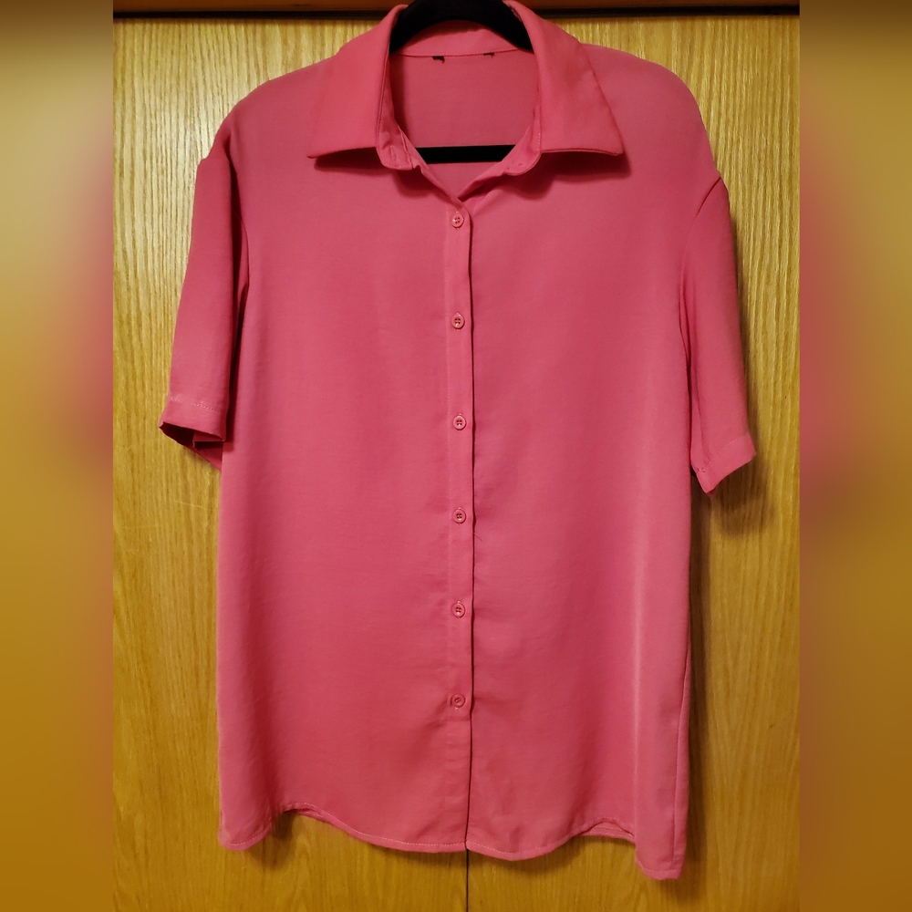 Pink Button-Up Shirt Dress